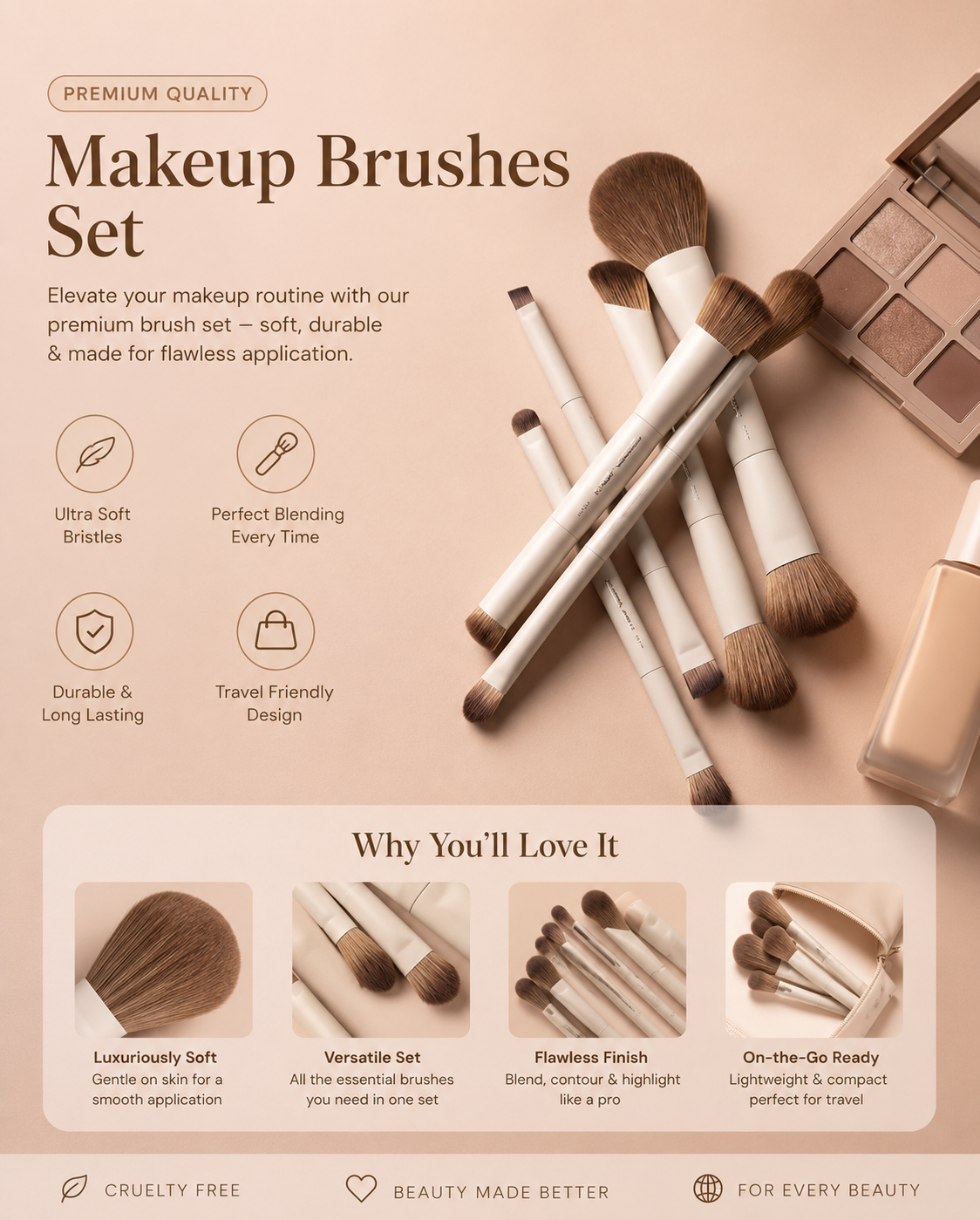 14-Piece Professional Makeup Brush Set – Flawless Beauty Essentials